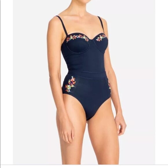 New Johnny Was Golda Corset Floral Embroidered Print Underwire Swimsuit NWT XS - Picture 5 of 16